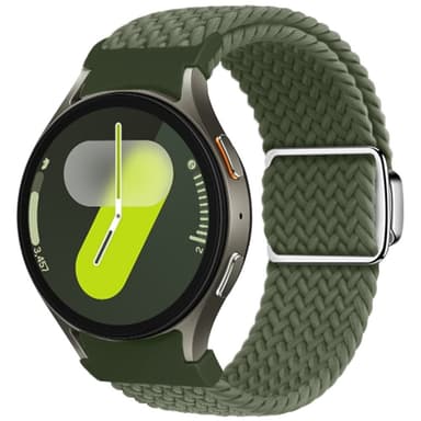 SKALO Punottu Tygaranneke Samsung Watch 7 40mm/44mm - Tummanvihreä