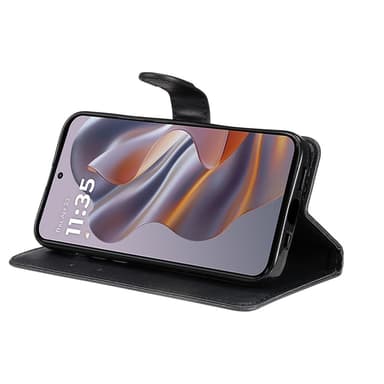 SKALO Motorola Edge 50 Neo 5G PU-nahkainen Lompakkokotelo - Musta