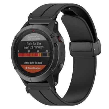 SKALO Silikoniranneke metallisolki Garmin Fenix 8 Amoled 51mm - Musta