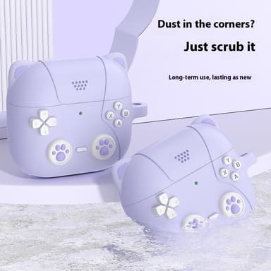 SKALO AirPods 4 Cute Cat Controller Kotelo - Violetti