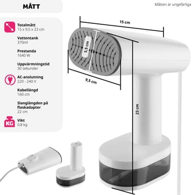 Höyryrauta, jossa on 4 tilaa ja pulloadapteri, 370 ml, 1640 W -