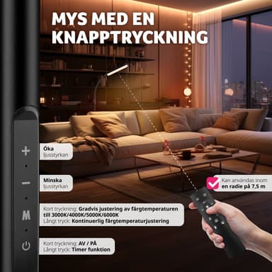 Prisma LED -lattiavalaisin, 5 valotilaa, 12 W, himmennettävä - musta