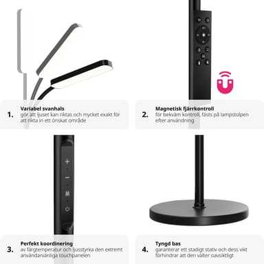 Prisma LED -lattiavalaisin, 5 valotilaa, 12 W, himmennettävä - musta