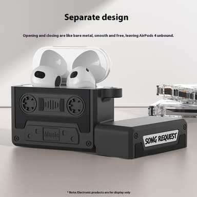 SKALO AirPods 4 Cassette Tape Design Kotelo - Oranssi