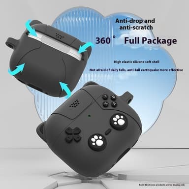 SKALO AirPods 4 Cute Cat Controller Kotelo - Musta