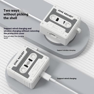 SKALO AirPods 4 Cassette Tape Design Kotelo - Oranssi