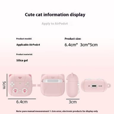 SKALO AirPods 4 Cute Cat Controller Kotelo - Musta