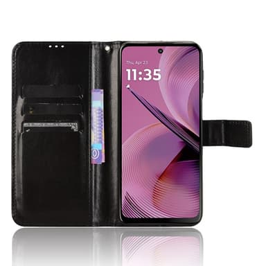 SKALO Motorola Moto G55 5G PU-nahkainen Lompakkokotelo - Musta