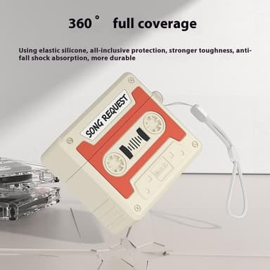 SKALO AirPods 4 Cassette Tape Design Kotelo - Oranssi