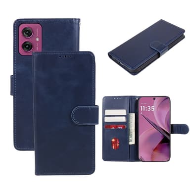 SKALO Motorola Moto G55 5G Premium Wallet Lompakkokotelo - Sininen