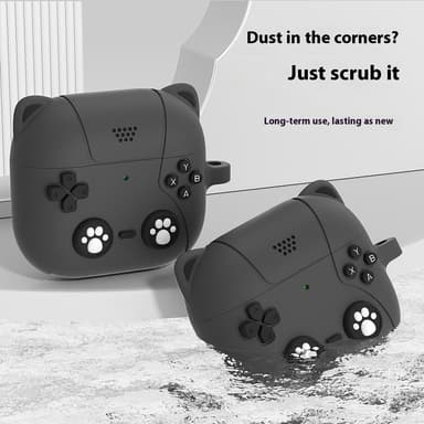 SKALO AirPods 4 Cute Cat Controller Kotelo - Musta