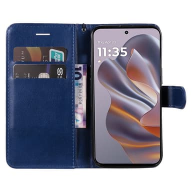 SKALO Motorola Edge 50 Neo 5G PU-nahkainen Lompakkokotelo - Sininen