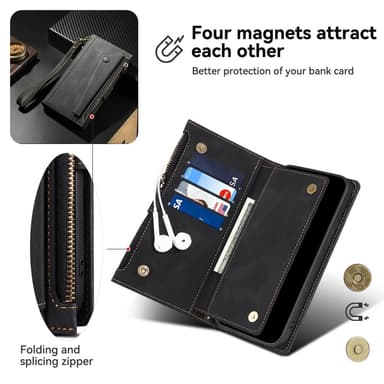 SKALO Motorola Moto G55 5G ESEBLE Big Wallet Lompakkokotelo - Musta