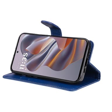 SKALO Motorola Edge 50 Neo 5G PU-nahkainen Lompakkokotelo - Sininen