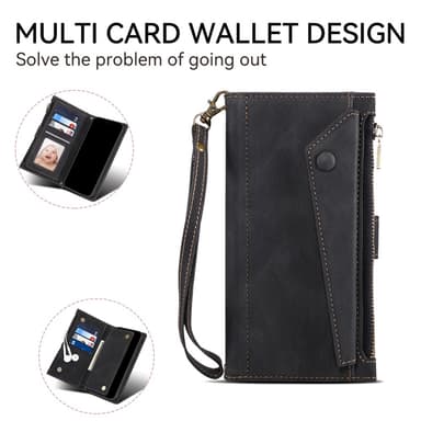SKALO Motorola Moto G55 5G ESEBLE Big Wallet Lompakkokotelo - Musta