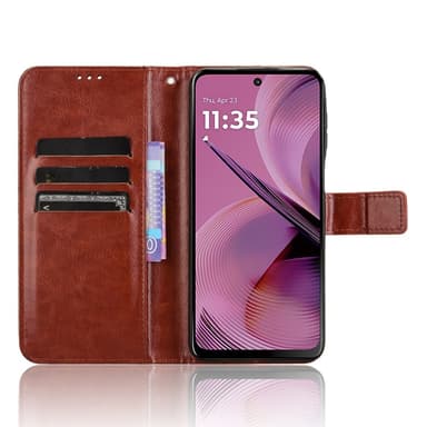 SKALO Motorola Moto G55 5G PU-nahkainen Lompakkokotelo - Ruskea