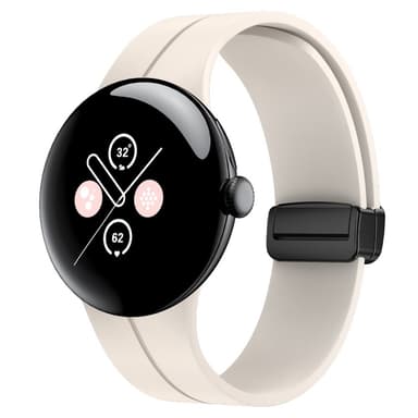 SKALO Silikoniranneke metallisolki Google Pixel Watch 3 41mm - Valkoinen