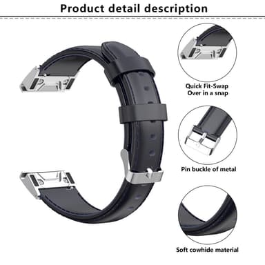 KALEBOL Nahkaranneke Garmin Fenix 8 Amoled 51mm - Ruskea