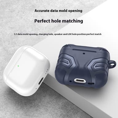 SKALO AirPods 4 Shockproof Armor TPU suojakuori karabiinilla - Musta