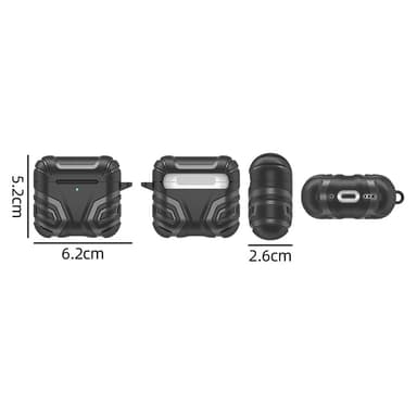 SKALO AirPods 4 Shockproof Armor TPU suojakuori karabiinilla - Musta