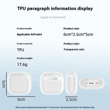 SKALO AirPods 4 Läpinäkyvä TPU Kotelo