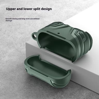 SKALO AirPods 4 Shockproof Armor TPU suojakuori karabiinilla - Musta
