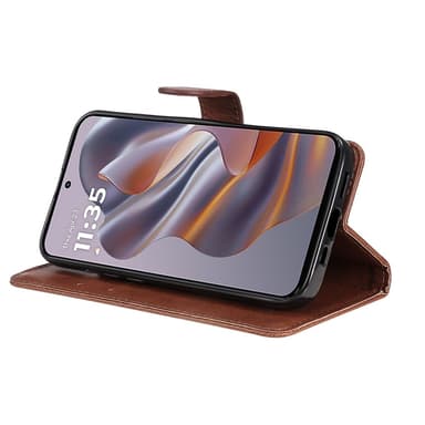 SKALO Motorola Edge 50 Neo 5G PU-nahkainen Lompakkokotelo - Ruskea