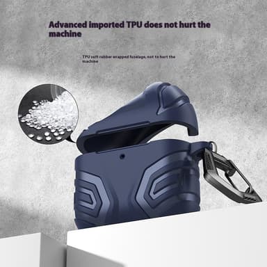 SKALO AirPods 4 Shockproof Armor TPU suojakuori karabiinilla - Musta