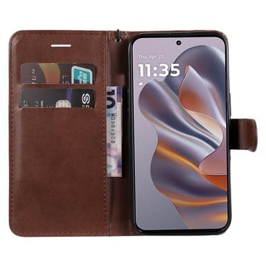 SKALO Motorola Edge 50 Neo 5G PU-nahkainen Lompakkokotelo - Ruskea