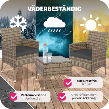 Rottinki puutarhakalustesarja Lucerne + kaksi sarjaa tyynynpäällisiä - luonto