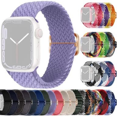 SKALO Punottu -ranneke Apple Watch Series 7-9 41mm - Violetti