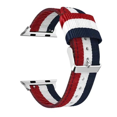 SKALO Nato-ranneke Metallilukolla Apple Watch SE 44mm - Punainen-Valkoinen-Sininen