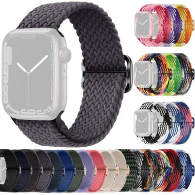 SKALO Punottu -ranneke Apple Watch Series 4-6 40mm - Tummanharmaa