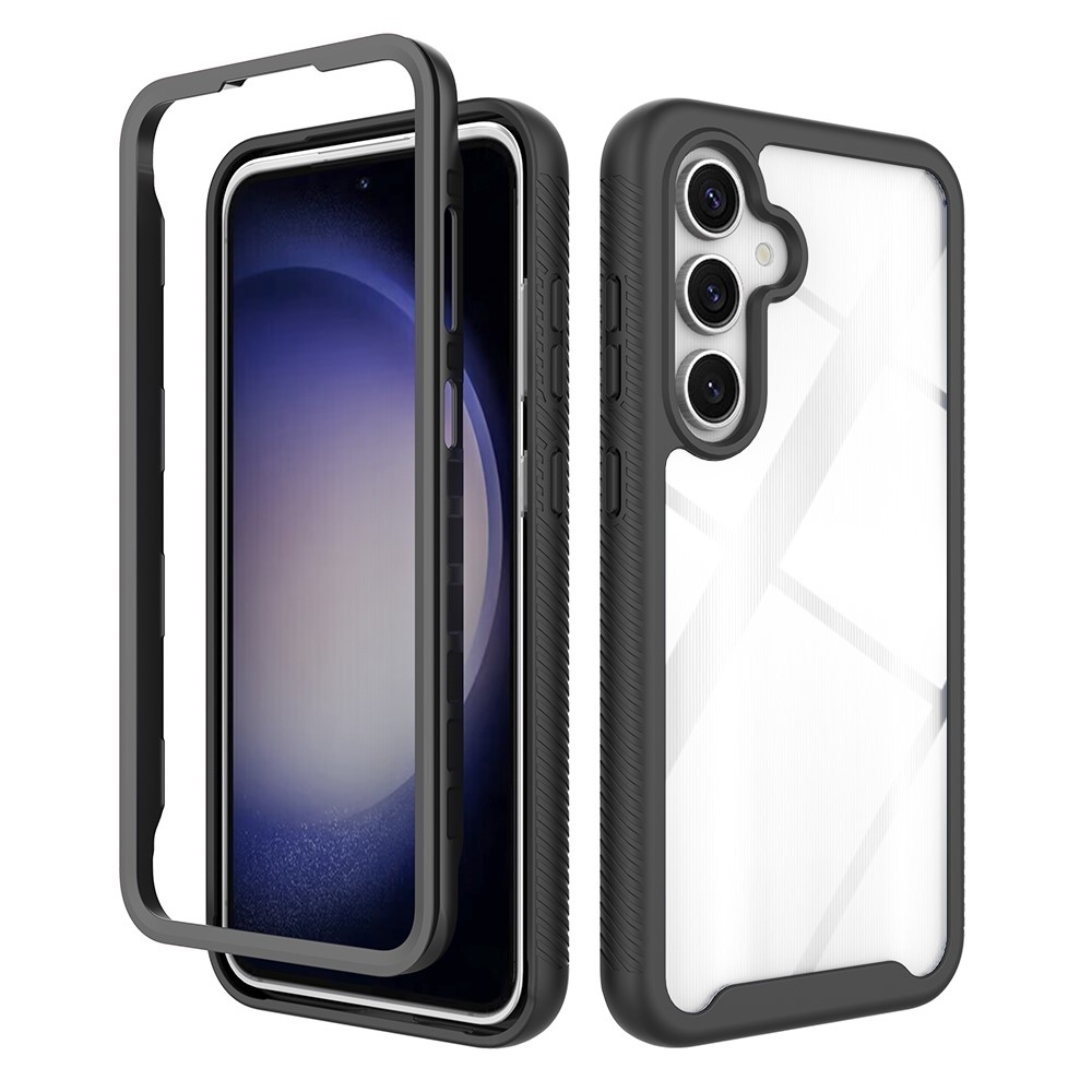 SKALO Samsung S24 FE Iskunkestävä Clear Hybridi Suojakuori - Musta