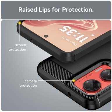 SKALO Motorola Moto G35 5G Armor Carbon Iskunkestävä TPU suojakuori - Musta