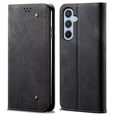SKALO Samsung S24 FE Jeans Lompakkokotelo - Musta