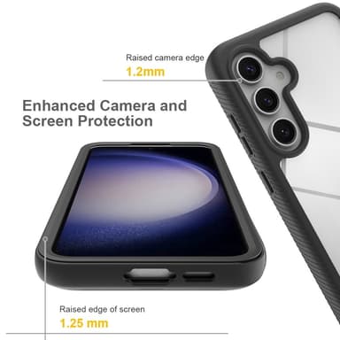SKALO Samsung S24 FE Iskunkestävä Clear Hybrid Suojakuori + suojakalvo - Musta