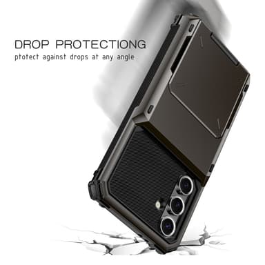 SKALO Samsung S24 FE Armor Suojakuori korttikotelo - Musta