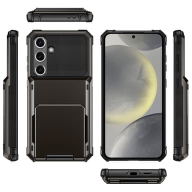 SKALO Samsung S24 FE Armor Suojakuori korttikotelo - Musta