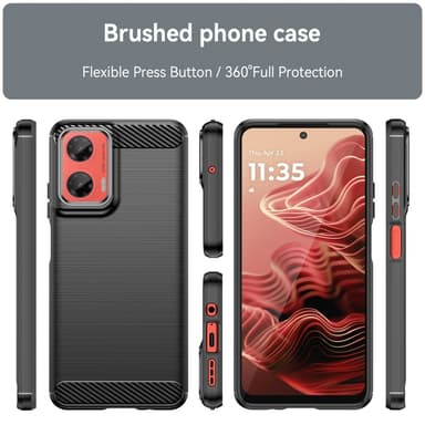 SKALO Motorola Moto G35 5G Armor Carbon Iskunkestävä TPU suojakuori - Musta