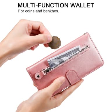 SKALO Xiaomi Redmi 14C Classic Lompakkokotelo vetoketjullinen lokero - Pinkki