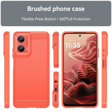 SKALO Motorola Moto G35 5G Armor Carbon Iskunkestävä TPU suojakuori - Punainen