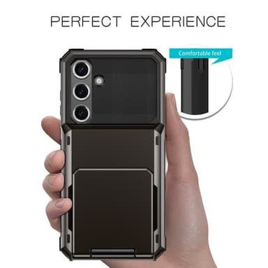 SKALO Samsung S24 FE Armor Suojakuori korttikotelo - Musta