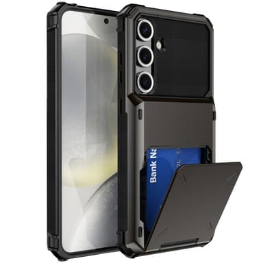 SKALO Samsung S24 FE Armor Suojakuori korttikotelo - Musta