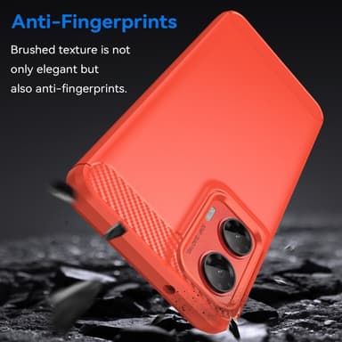 SKALO Motorola Moto G35 5G Armor Carbon Iskunkestävä TPU suojakuori - Punainen