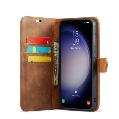 DG MING Samsung S24 FE 2-in-1 magneetti lompakkokotelo - Ruskea