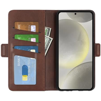 SKALO Samsung S24 FE Premium Wallet Lompakkokotelo - Ruskea