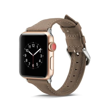 SKALO Kapea nahkaranneke Apple Watch Series 4-6 44mm - Harmaa