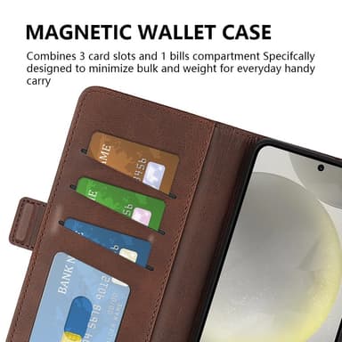 SKALO Samsung S24 FE Premium Wallet Lompakkokotelo - Ruskea