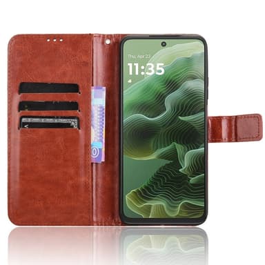 SKALO Motorola Moto G35 5G PU-nahkainen Lompakkokotelo - Ruskea